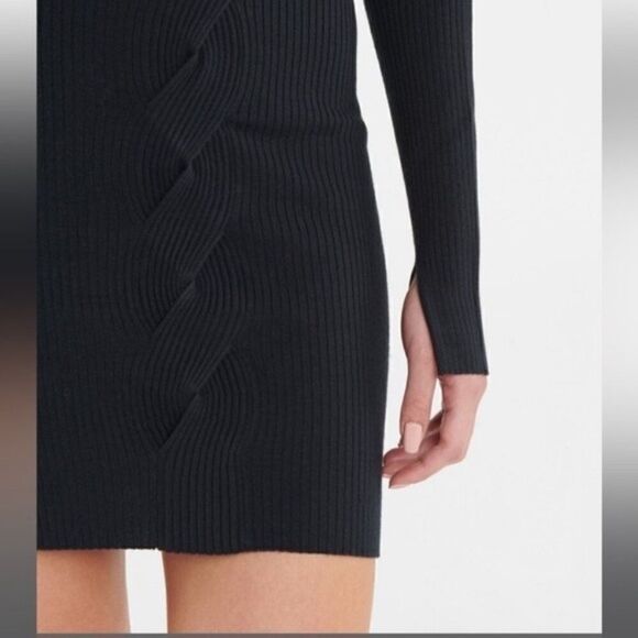 NWT Simkhai Alejandra Knit Mini Black Sweater Dress Twisted Cable Fitted Size XS - Picture 6 of 14